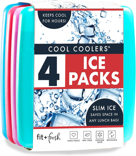 Cool Coolers 4-Pack Slim Ice Packs – Reusable, Fast Freeze for Lunch & Travel