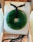 New Zealand Natural Jade donut green LARGE pendant 40mm/ free box
