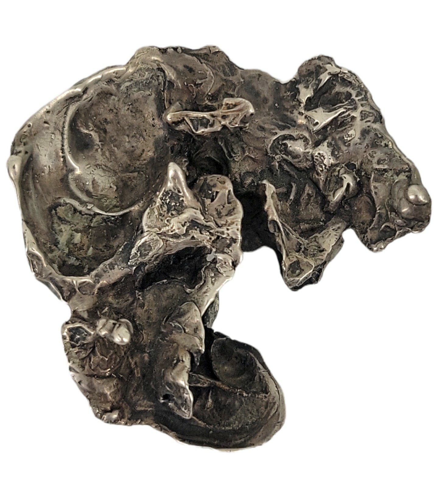 Brutalist Solid Silver Pin Brooch Signed SJG Test… - image 1