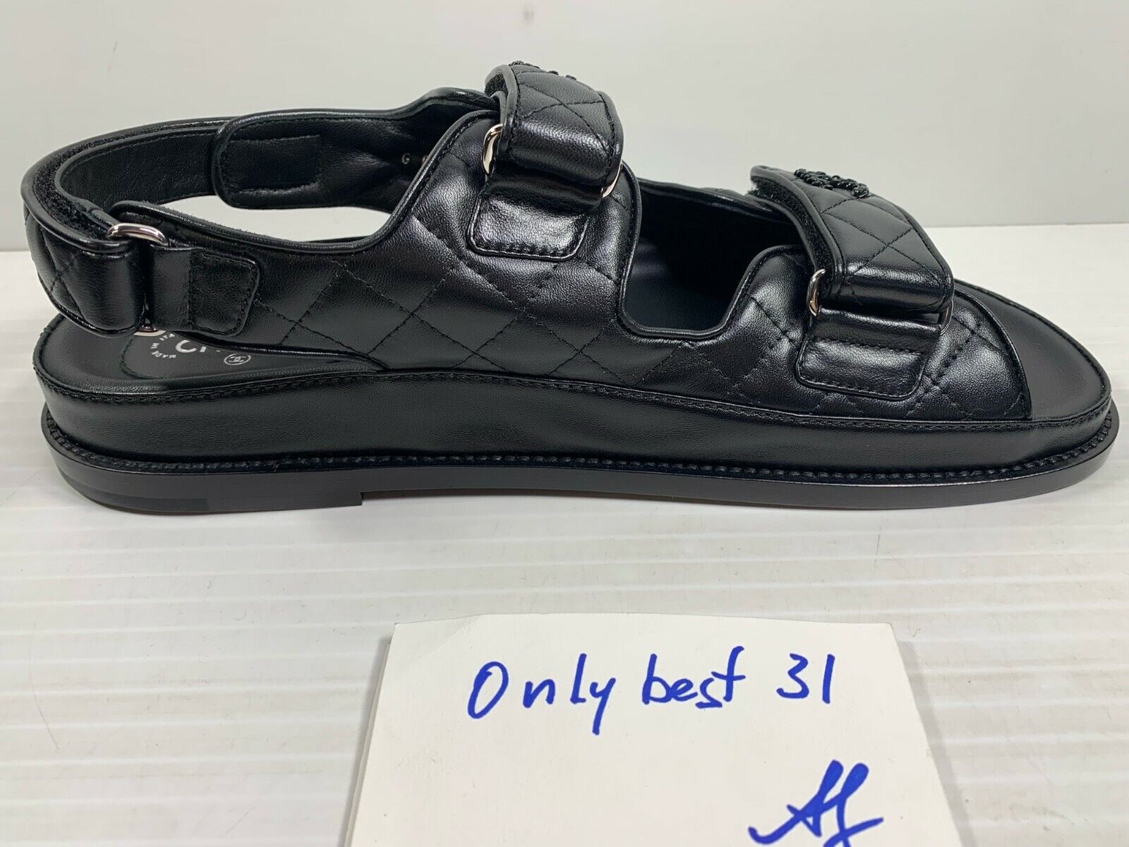 Chanel Dad Sandals Black Quilted Lambskin 41