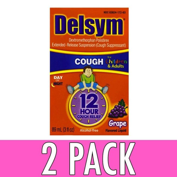 Delsym 12 Hour Cough Relief Children/adults Grape 3 Oz for sale online