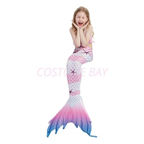 Kids Girls Mermaid Tail Swimming Costume Swimmable Monofin Swimwear Beachwear - Picture 64 of 113