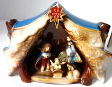 Nativity Scene Baby Jesus Mary Joseph Christmas Manger One Piece Ceramic Figure
