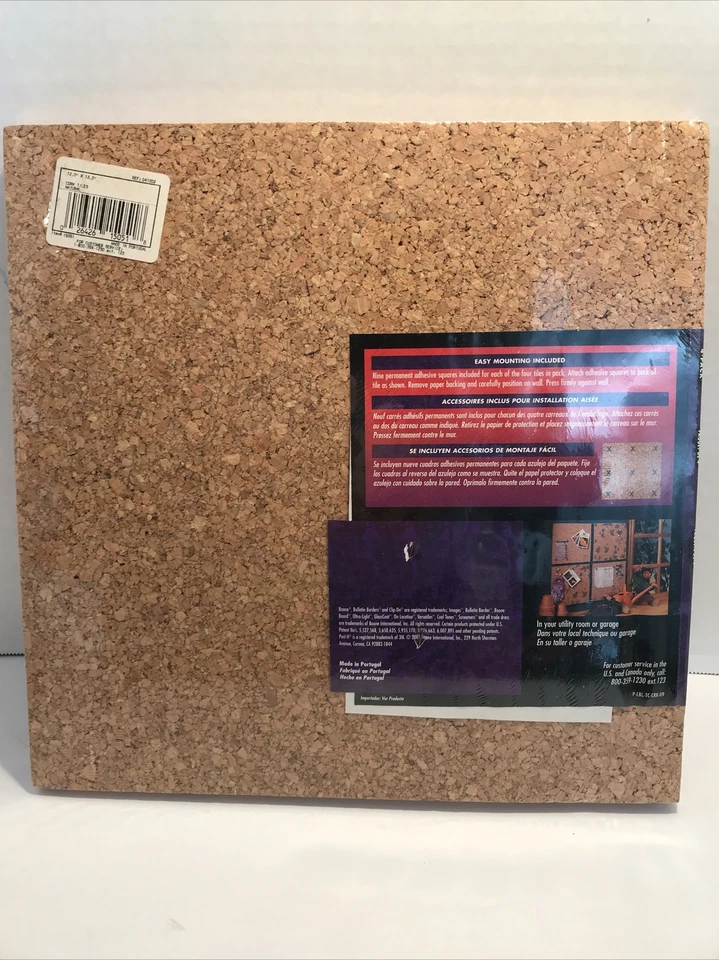 12" x 12" x 3/16" Cork Board Tiles Bulletin Board with Adhesive Tape, 4-Pack NEW - Image 4 of 4