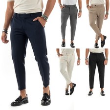 Pantaloni Uomo Viscosa Abbottonatura Allungata Casual Vari Colori GIOSAL