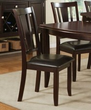 Abstract Rectangular Shaped Back Faux Leather Padded Seat Dining Chair Set of 2