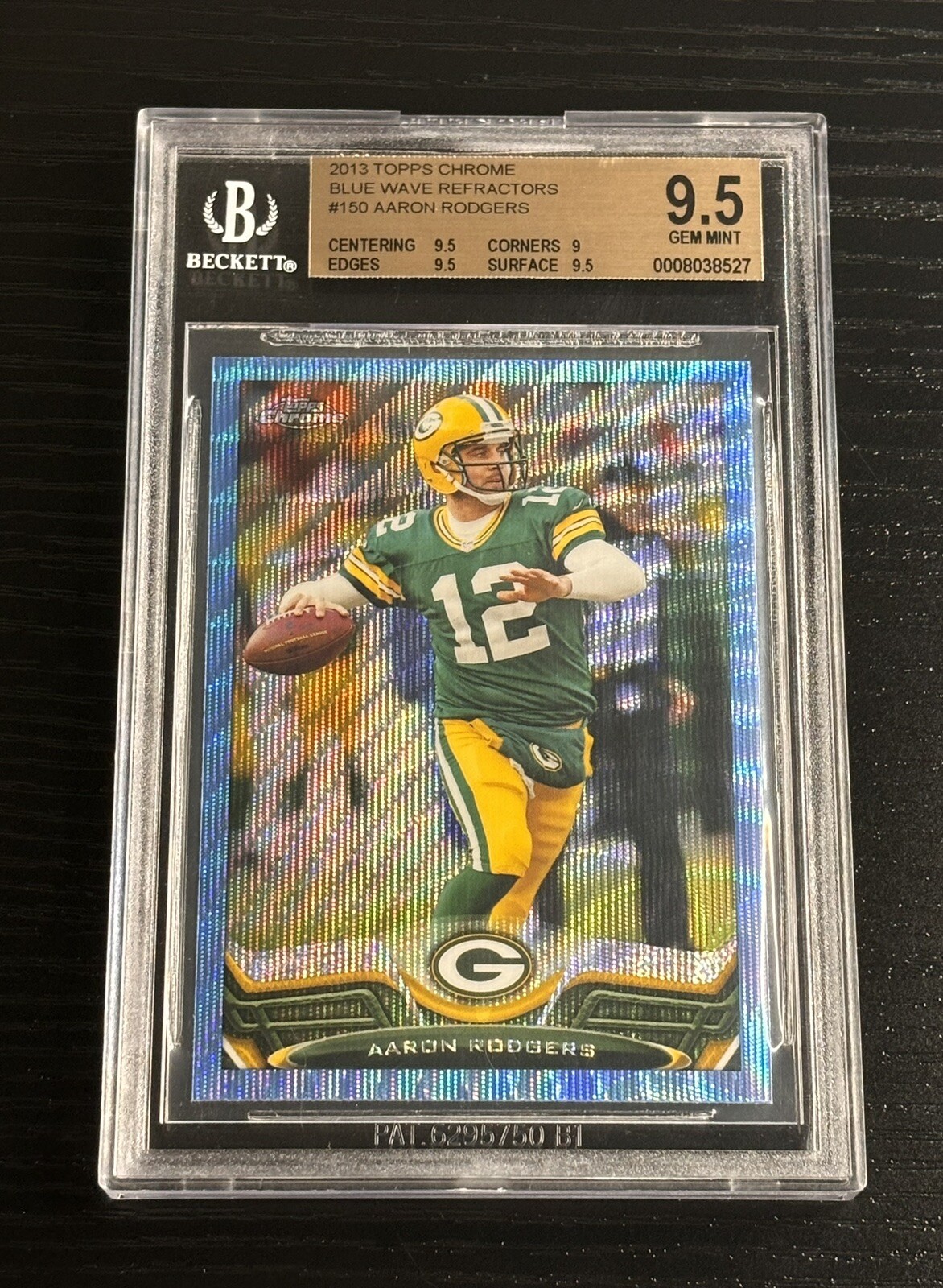 2013 Topps Chrome Blue Wave Refractors Aaron Rodgers #150 BGS 9.5 Gem Mint RARE