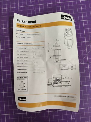 Parker Hannifin Low Pressure Switch - LPSS3EBM10MRP1