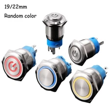 Metal Push Button Power Switch 19mm 22mm Momentary Latching LED Light Waterproof