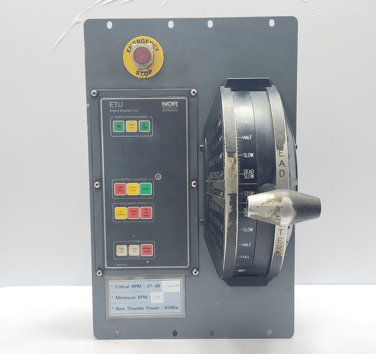 NOR CONTROL KONGSBERG ETU 003 HA334972A ENGINE TELEGRAPH NOR CONTROL KONGSBERG ETU 003 HA334972A ENGINE TELEGRAPH