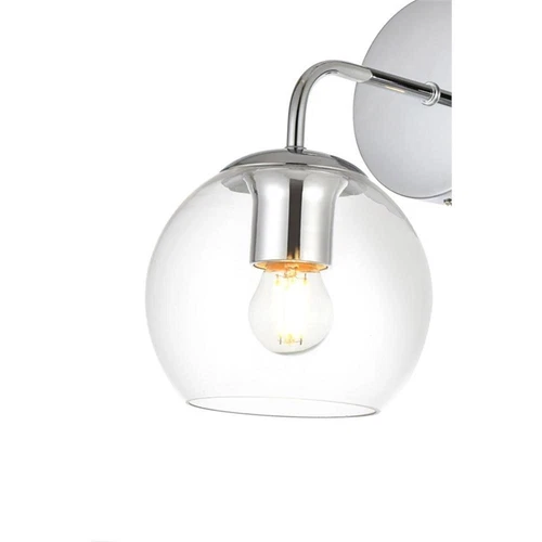 Living District Genesis 1-Light Iron & Glass Bath Sconce in Chrome/Clear - Picture 4 of 6