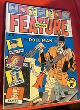 Feature Comics #58 1942 Dollman-Horror-WWII-Golden-Age Comic Gill Fox Cover G/VG