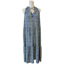 Emily Daniels Blue Paisley Sleeveless Maxi Dress Size Large