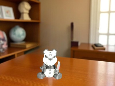 Böser Panda mit Messer & Mittelfinger   3D-gedruckte Figur, schwarzer Humor, dü