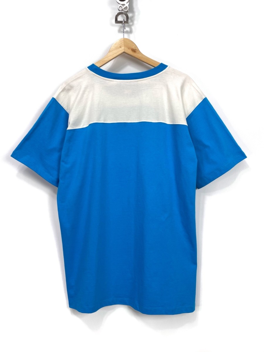 Gucci T-Shirt Men's Oversized Blue 1921 Logo Print Cotton Jersey