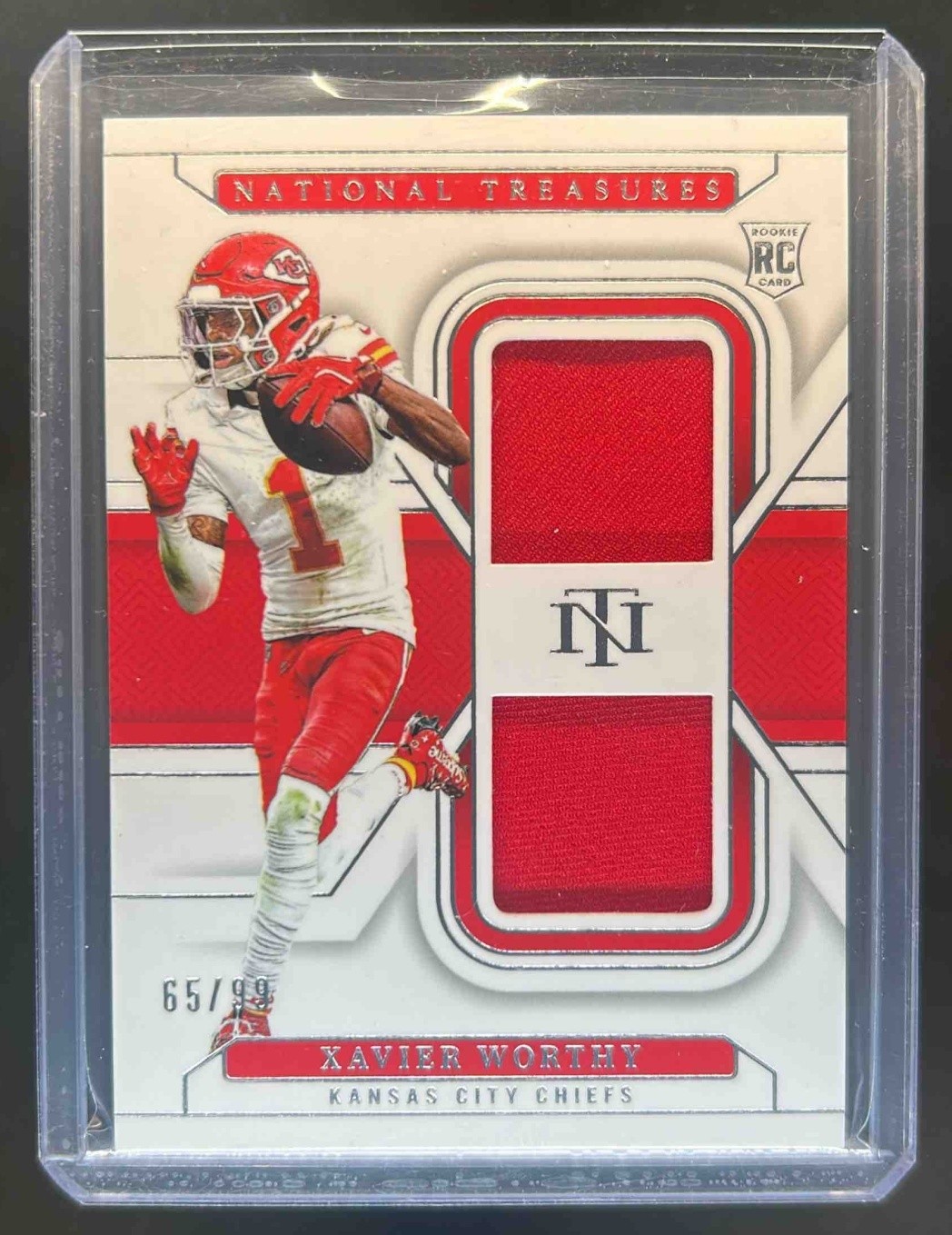 2024 National Treasures Xavier Worthy Rookie Dual Materials RC Jersey #65/99