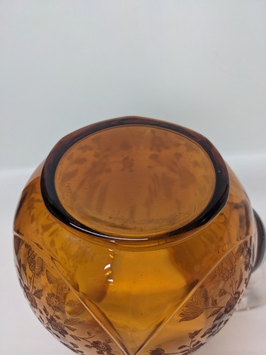 READ VTG Cambridge Glass Portia Brown Amber Pitcher Etched - Picture 16 of 18