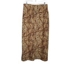 Womens Floral Paisley Maxi Skirt Sz 10 Brown Whimsigoth Boho Fairy Vintage 90s