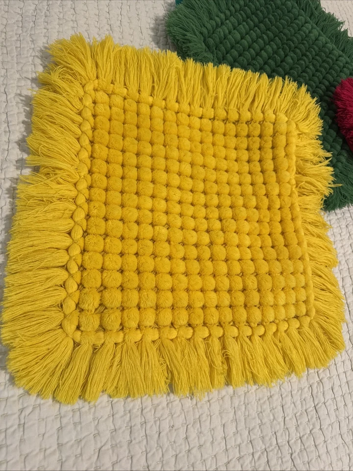 3 Eclectic Reggae Textured Fringed Pillow Covers Ethnic Jamaica Rasta Boho Rare - Image 3 of 4