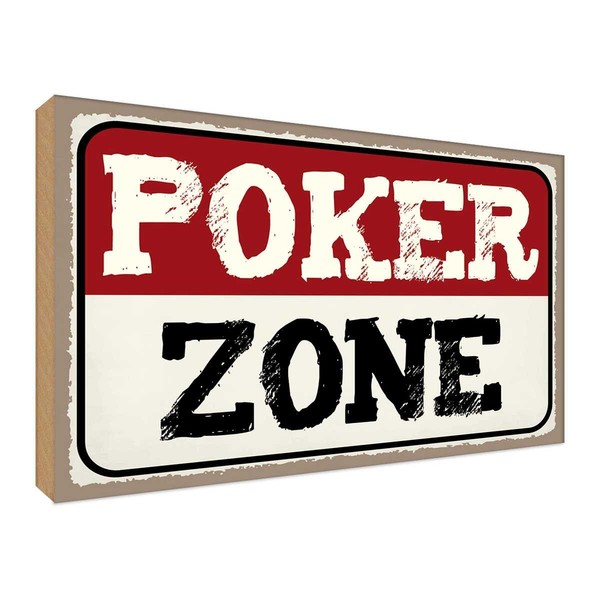 Holzschild 12X18 Cm Poker Zone Sport Hobby Deko Geschenk Holz Schild-image