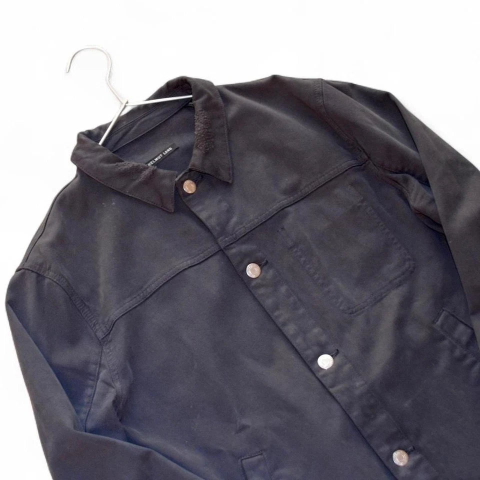 $345 Vintage 2000s Helmut Lang black/navy distressed denim jacket large - Image 3 of 4