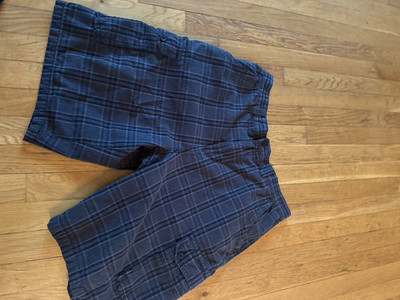 Airwalk Mens 36 Cargo Shorts Black Plaid Flat Front Regular Casual Board
