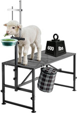 Goat Milking Stand, 600 Lbs Heavy Duty Goat Stand with Feed Bin, Adjustable Head