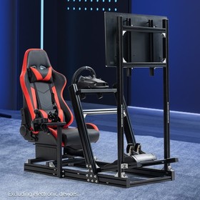 Supllueer 4080Aluminum Racing Sim Cockpit With TVStand Red Seat Fit LogitechG920