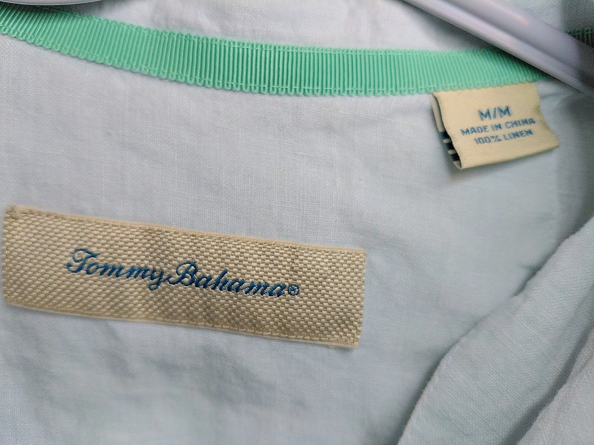 Tommy Bahama Paddle Board Island Linen Camp Shirt Medium Blue Tropical Coastal View 5