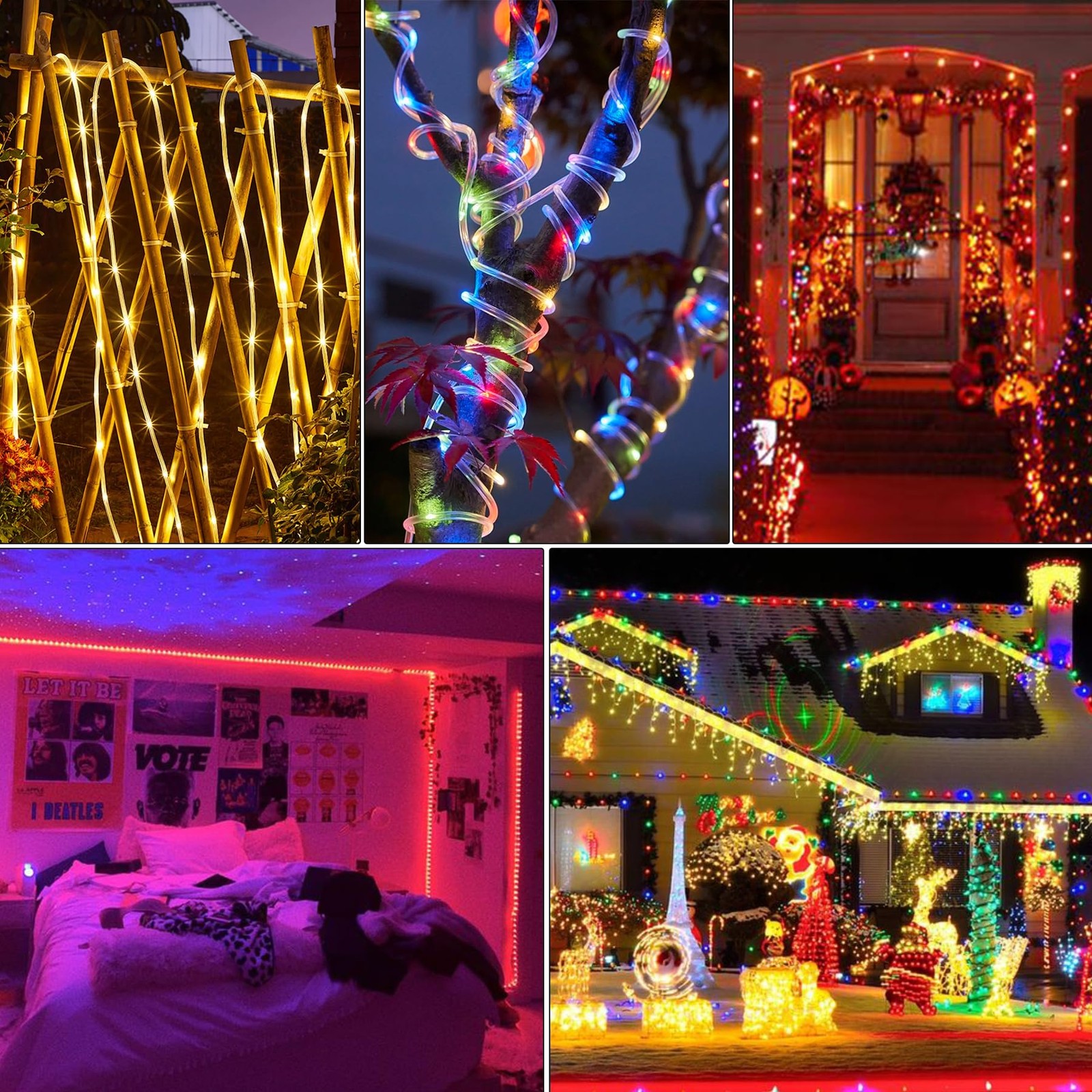 Wled Rope Light Nazuwke 49Ft LED Rope Lights for Outside, String Lights with Remotes | eBay