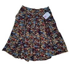 Lularoe Women's Madison Blue Yellow Flare Pockets Modest Work Skirt Sz Medium