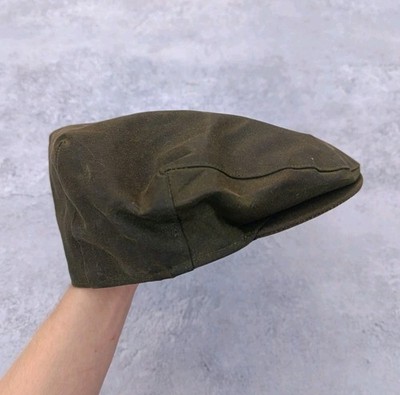 Barbour Wax Tartan Cotton Peaky Flat Cap 7 3/4 Made in England Vintage Green 90s