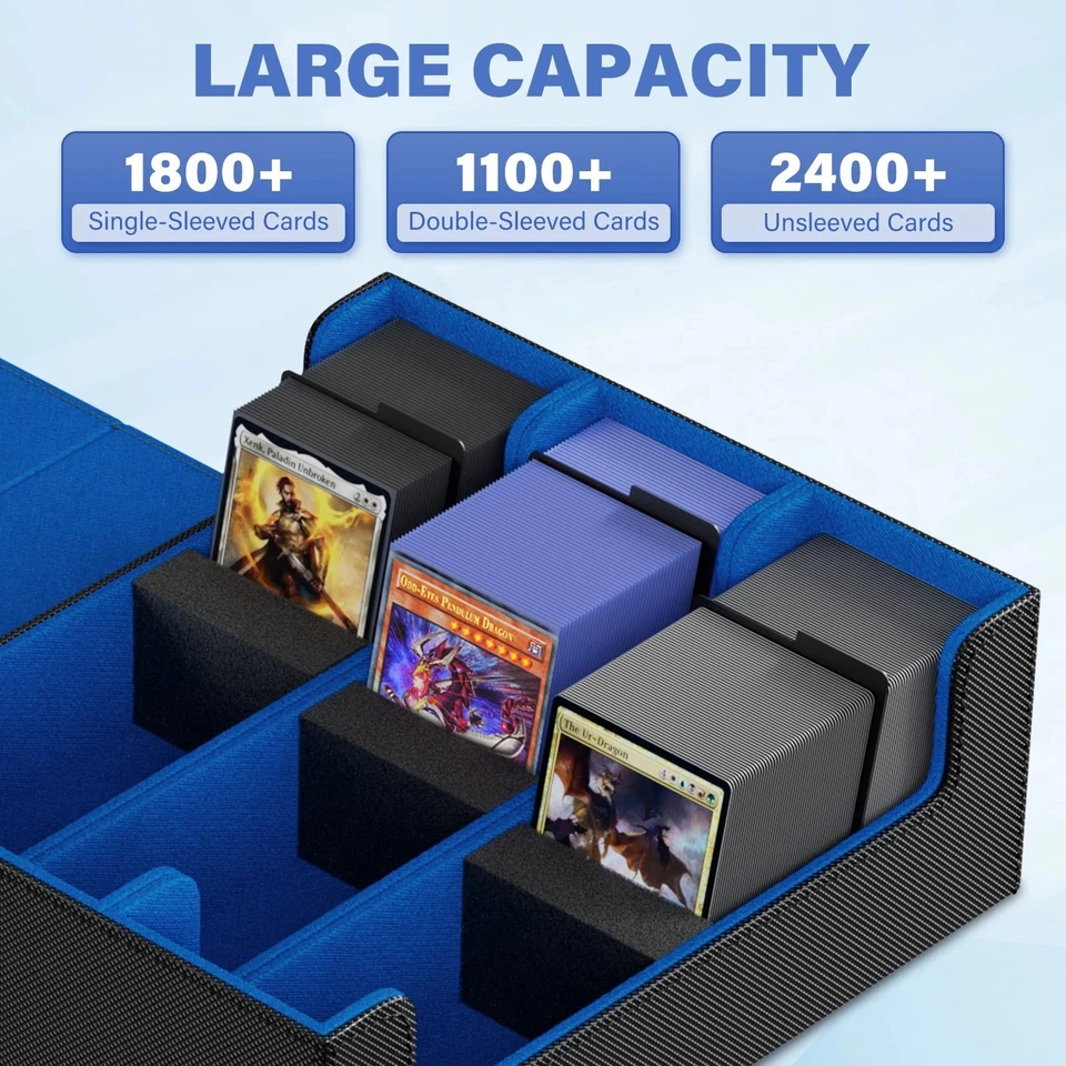 Trading Card Storage Box for 1800+, Leather Storage Box with Strong Closure - Image 2 of 4