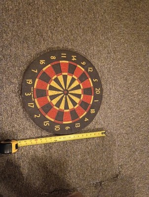 VINTAGE DART BOARD DOUBLE-SIDED WITH POKER DARTS MADE IN ENGLAND HEAVY 