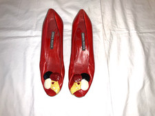 Vintage Andrea Pfister Leather Peep Toe Shoes Womens Red Ice Cream Cone Sz 8.5-9