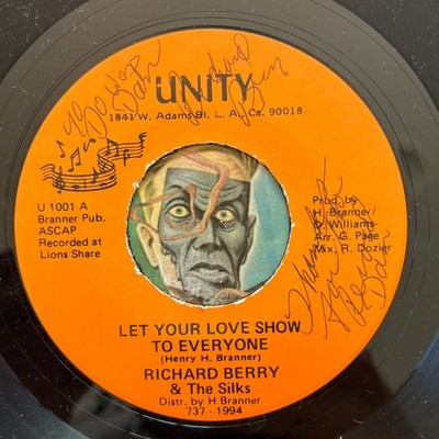 HEAR Richard Berry 45 Let your Love Show / World Needs Peace R&B soul AUTOGRAPH