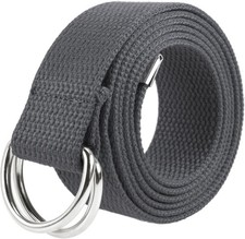Gelante Canvas Web D Ring Belt Silver Buckle Military S/M 30-35 Waist , Gray