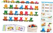 Wooden Alphabet Train Toy 27 PCS Magnetic ABC Letter Set - Wooden Alphabet