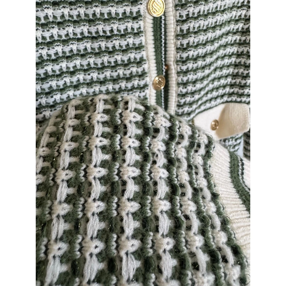 Cárdigan Nanette Lapore tejido pesado con botones talla pequeña verde profesional Foto 4 de 4