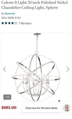 New Chandelier Celeste 8 Light Sphere Oiled Bronze
