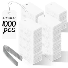 1000 Pieces Plastic Shipping Tags with Wire Labeling Tags Waterproof Hang Tag...