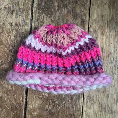Knit Striped Beanie Hat Pink Purple Beige White Unisex Baby & Toddler