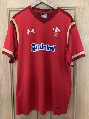 Herren Under Armour Wales Admiral Rugby Shirt Oberteil Trikot XL WRU Official Heat Gear