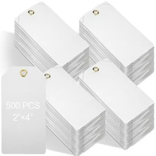 Thyle 500 Pcs Blank Plastic Shipping Tags with Wire Waterproof Labeling Hang ...