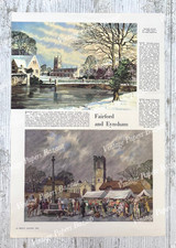 Eynsham Fairford Town Church Market Joseph Appleyard 1958 vintage art print