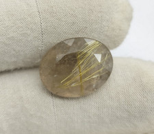 Faceted Golden Rutile Quartz 12 Ct Oval Shape Gemstone Inclusion Rutile Jewelry