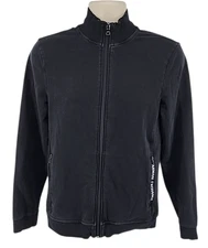 Armani Exchange A|X Mens Full Zip Jacket Black Cotton Stretch Track Jacket L