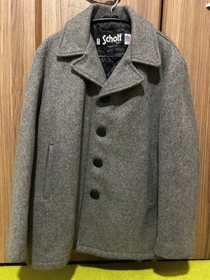 Schott Single Pea Coat Gray USA Made Size 42