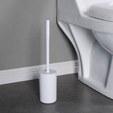 Mainstays Toilet Brush  Holder Set White/Black Plastic Freestanding