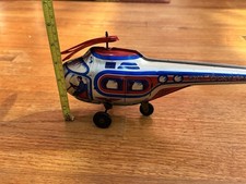 Vintage J. CHEIN "TOY TOWN AIRWAYS" Tin Litho Friction Toy Helicopter - 1950's